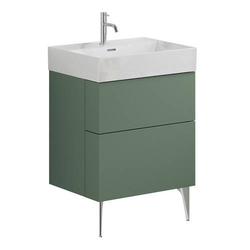 Additional image for Wall Vanity Unit With Steel Legs (600mm, Green, 1TH).