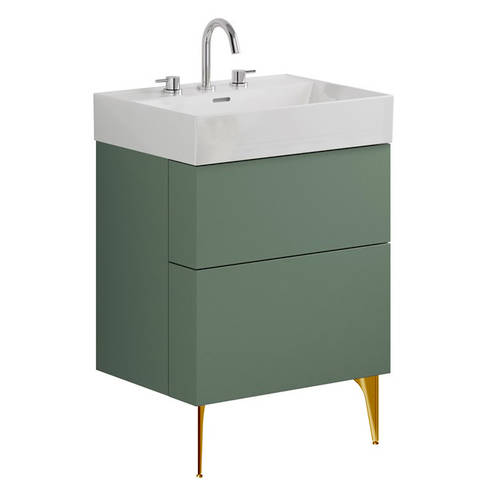 Additional image for Wall Vanity Unit With Bronze Legs (600mm, Green, 3TH).