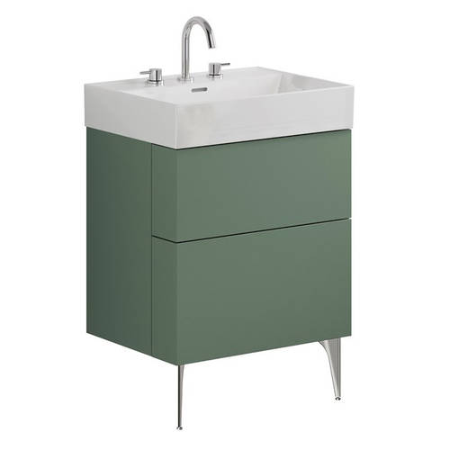 Additional image for Wall Vanity Unit With Chrome Legs (600mm, Green, 3TH).