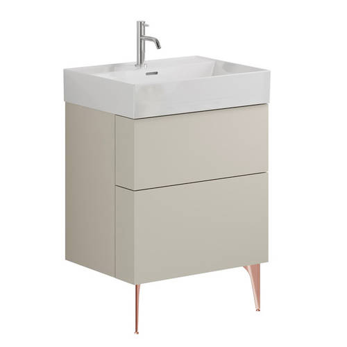 Additional image for Wall Vanity Unit With Bronze Legs (600mm, Stone, 1TH).