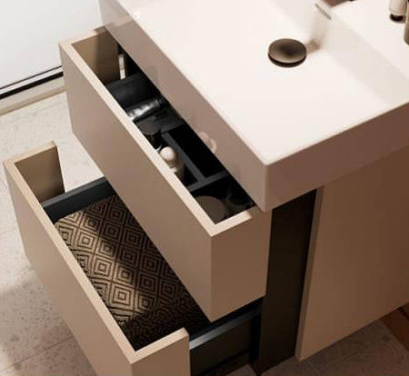 Additional image for Wall Vanity Unit With Bronze Legs (600mm, Stone, 1TH).