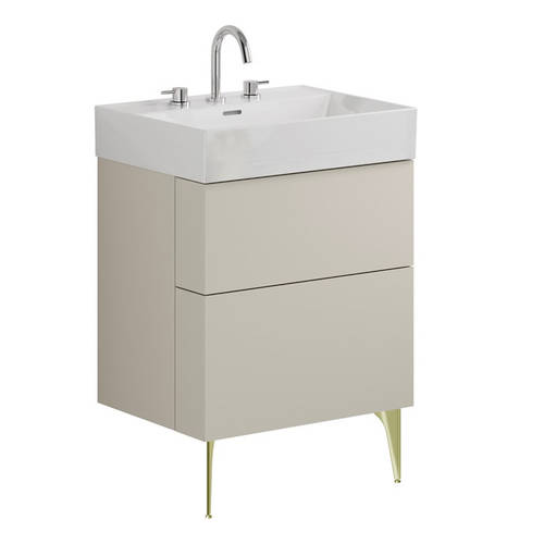 Additional image for Wall Vanity Unit With Brass Legs (600mm, Stone, 3TH).