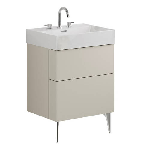 Additional image for Wall Vanity Unit With Steel Legs (600mm, Stone, 3TH).