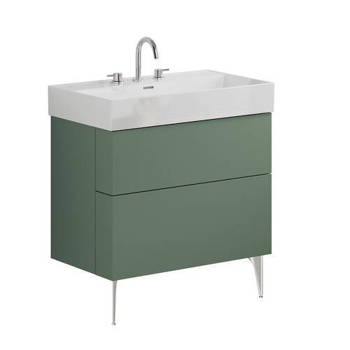 Additional image for Wall Vanity Unit With Chrome Legs (800mm, Green, 3TH).