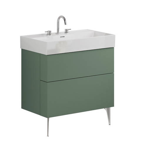 Additional image for Wall Vanity Unit With Steel Legs (800mm, Green, 3TH).