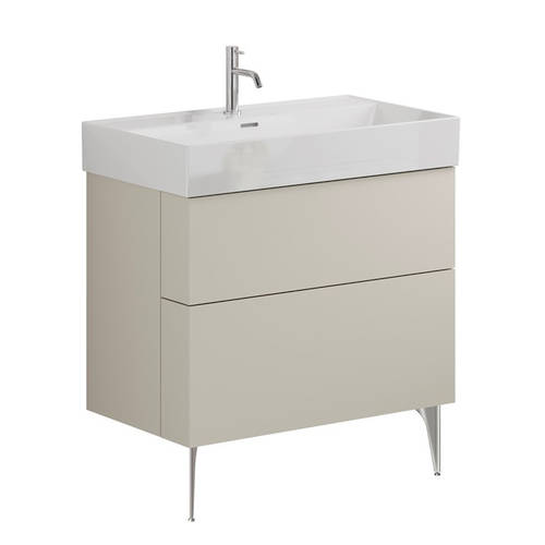 Additional image for Wall Vanity Unit With Steel Legs (800mm, Stone, 1TH).