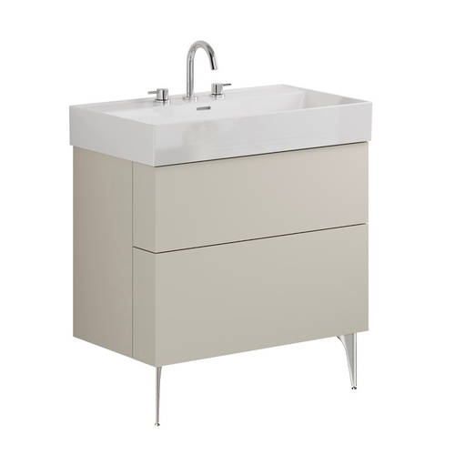 Additional image for Wall Vanity Unit With Chrome Legs (800mm, Stone, 3TH).