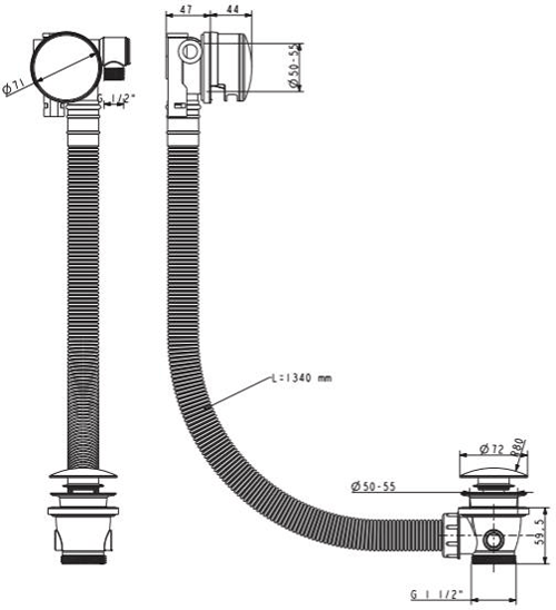 Additional image for Bath Filler Waste With Overflow (Slate).