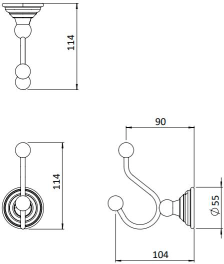 Additional image for Double Robe Hook (Chrome).