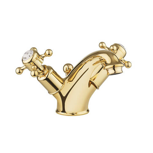 Additional image for Basin Mixer Tap With Waste (Crosshead, Unlac Brass).