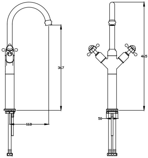 Additional image for Tall Basin Mixer Tap (Crosshead, Brushed Nickel).