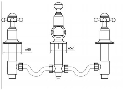 Additional image for 3 Hole Basin Tap With Waste (Crosshead, Br Brass).