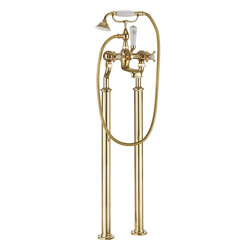 Additional image for Bath Shower Mixer Tap With Legs (C Head, Unlac Brass).