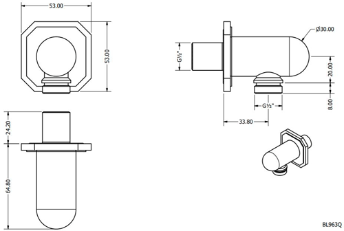 Additional image for Shower Wall Outlet (Brushed Brass).