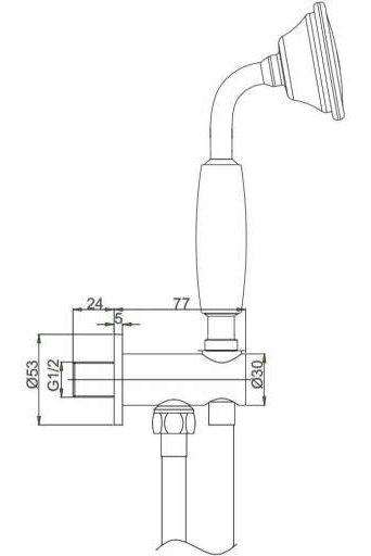 Additional image for Shower Handset, Wall Outlet & Hose (Brushed Nickel).