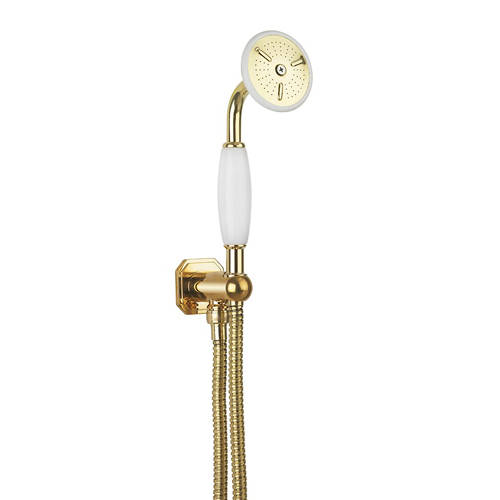 Additional image for Shower Handset, Wall Outlet & Hose (Unlac Brass).