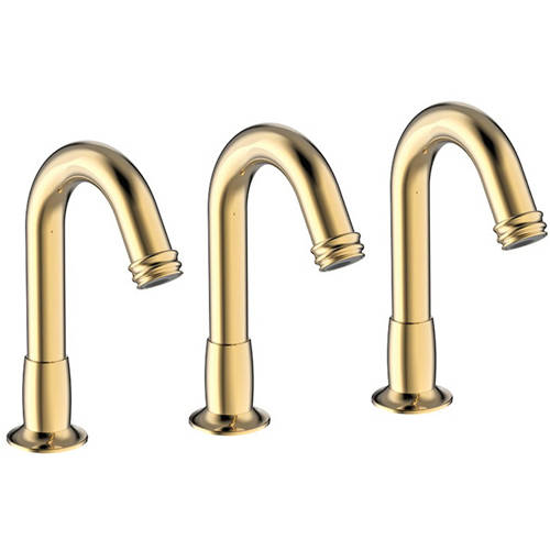 Additional image for 3 x Sensor Deck Mounted Basin Tap (Unlacquered Brass).