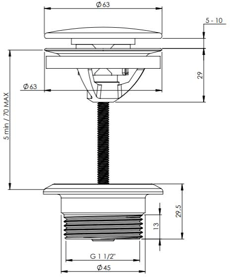 Additional image for Click Clack Basin Waste (Slate).