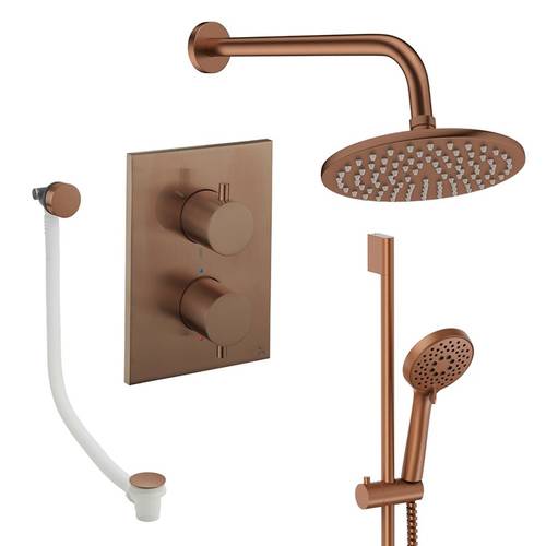 Additional image for Crossbox Shower Set 10 200mm Head & Wall Arm (Brushed Bronze).