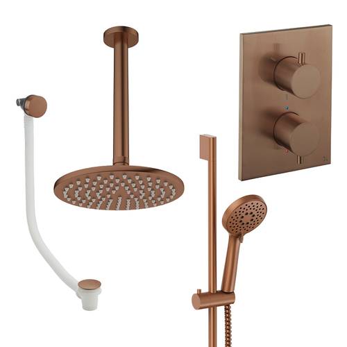 Additional image for Crossbox Shower Set 10 200mm Head & Ceiling Arm (Brushed Bronze).