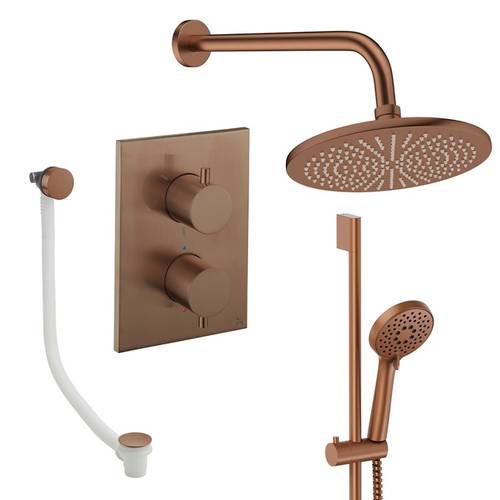 Additional image for Crossbox Shower Set 10 300mm Head & Wall Arm (Brushed Bronze).
