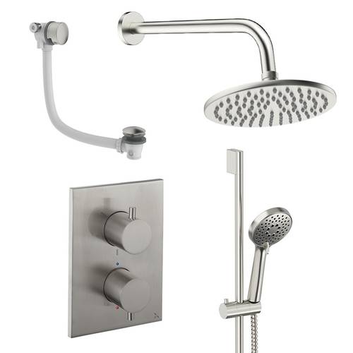 Additional image for Crossbox Shower Set 10 200mm Head & Wall Arm (Brushed Nickel).