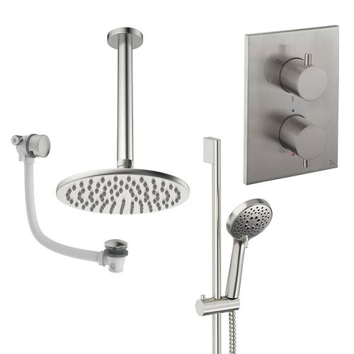 Additional image for Crossbox Shower Set 10 200mm Head & Ceiling Arm (Brushed Nickel).