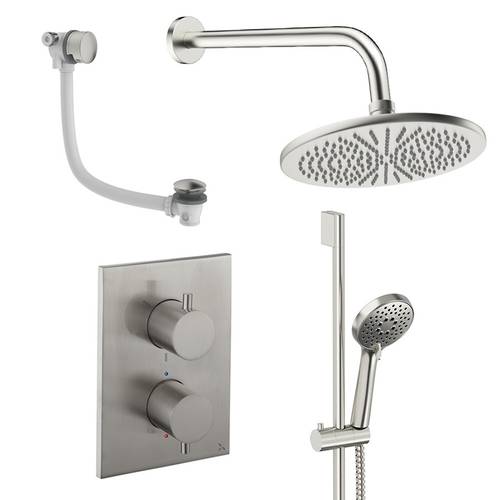 Additional image for Crossbox Shower Set 10 300mm Head & Wall Arm (Brushed Nickel).