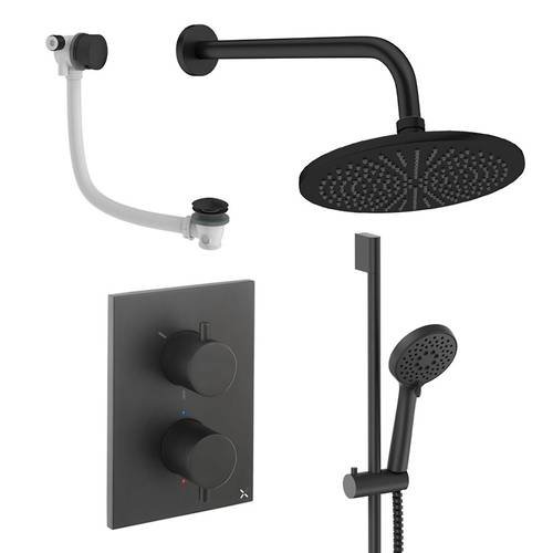 Additional image for Crossbox Shower Set 10 300mm Head & Wall Arm (Matt Black).