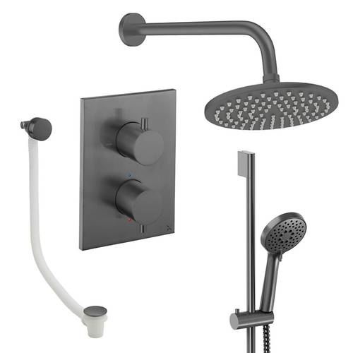 Additional image for Crossbox Shower Set 10 200mm Head & Wall Arm (Slate).