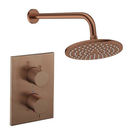 Additional image for Crossbox Shower Set 1 200mm Head & Wall Arm (Brushed Bronze).