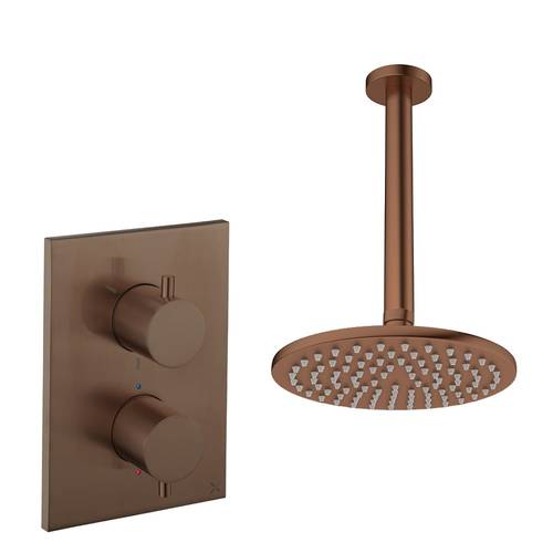 Additional image for Crossbox Shower Set 1 200mm Head & Ceiling Arm (Brushed Bronze).