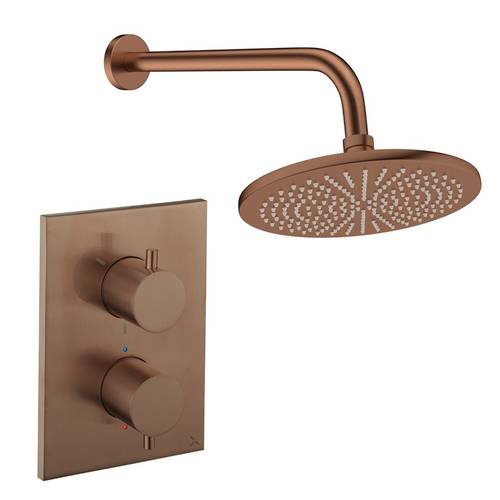 Additional image for Crossbox Shower Set 1 300mm Head & Wall Arm (Brushed Bronze).