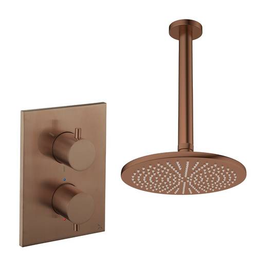 Additional image for Crossbox Shower Set 1 300mm Head & Ceiling Arm (Brushed Bronze).