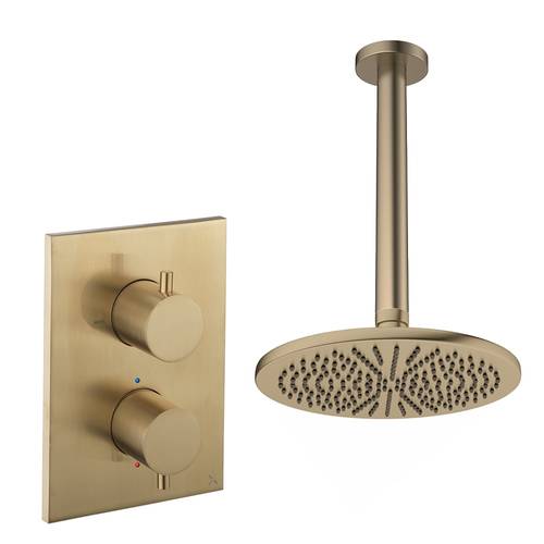 Additional image for Crossbox Shower Set 1 300mm Head & Ceiling Arm (Brushed Brass).