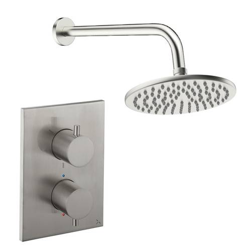 Additional image for Crossbox Shower Set 1 200mm Head & Wall Arm (Brushed Nickel).