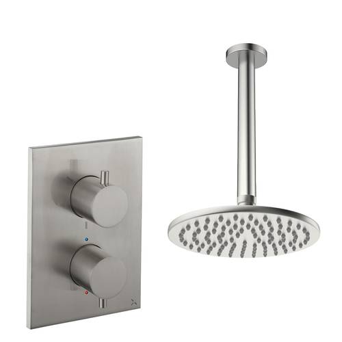 Additional image for Crossbox Shower Set 1 200mm Head & Ceiling Arm (Brushed Nickel).