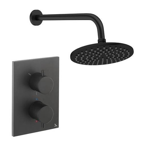 Additional image for Crossbox Shower Set 1 200mm Head & Wall Arm (Matt Black).