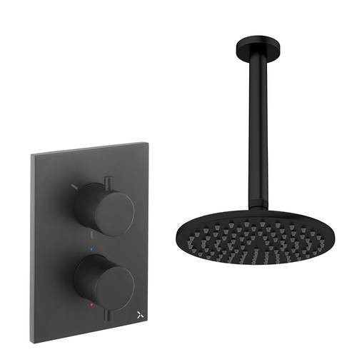 Additional image for Crossbox Shower Set 1 200mm Head & Ceiling Arm (Matt Black).