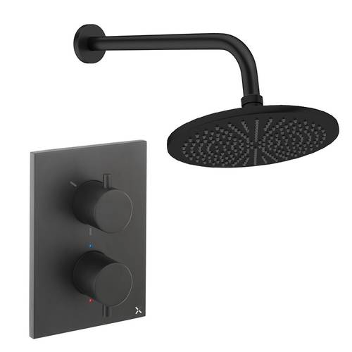 Additional image for Crossbox Shower Set 1 300mm Head & Wall Arm (Matt Black).