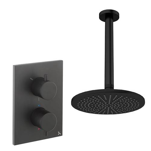 Additional image for Crossbox Shower Set 1 300mm Head & Ceiling Arm (Matt Black).