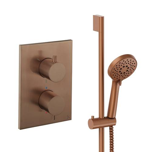Additional image for Crossbox Shower Set 2 With Slide Rail Kit (Brushed Bronze).