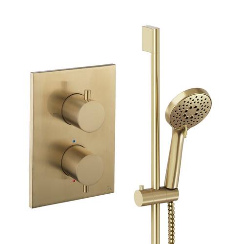 Additional image for Crossbox Shower Set 2 With Slide Rail Kit (Brushed Brass).