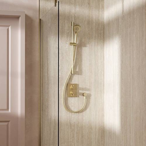 Additional image for Crossbox Shower Set 2 With Slide Rail Kit (Brushed Brass).