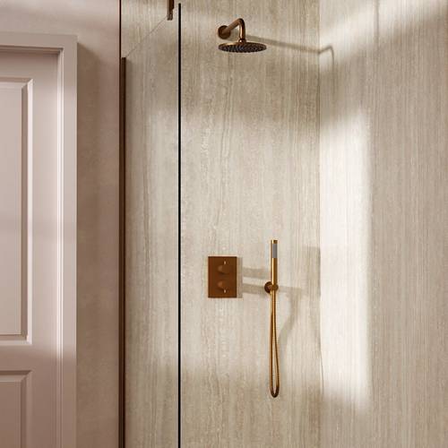 Additional image for Crossbox Shower Set 3 200mm Head & Handset (Brushed Bronze).
