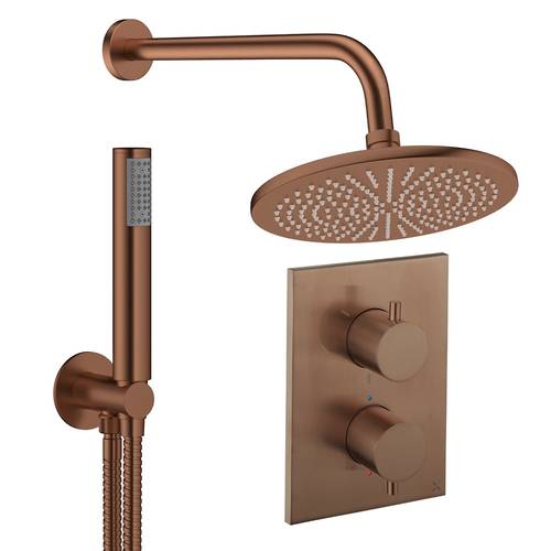 Additional image for Crossbox Shower Set 3 300mm Head & Handset (Brushed Bronze).