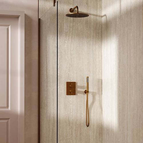 Additional image for Crossbox Shower Set 3 300mm Head & Handset (Brushed Bronze).