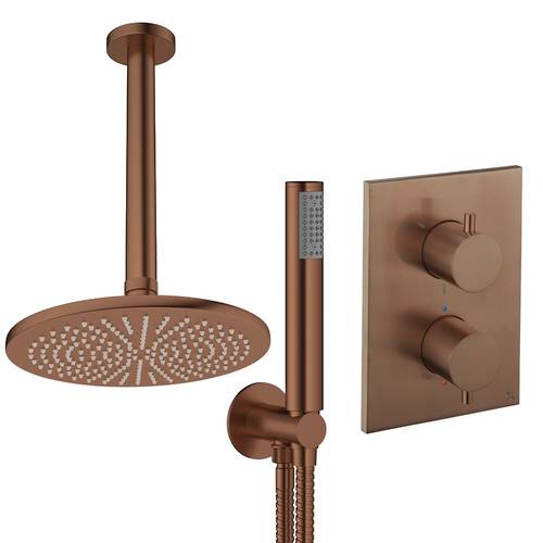 Additional image for Crossbox Shower Set 3 300mm Head & Handset (Brushed Bronze).