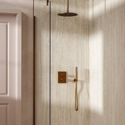 Additional image for Crossbox Shower Set 3 300mm Head & Handset (Brushed Bronze).