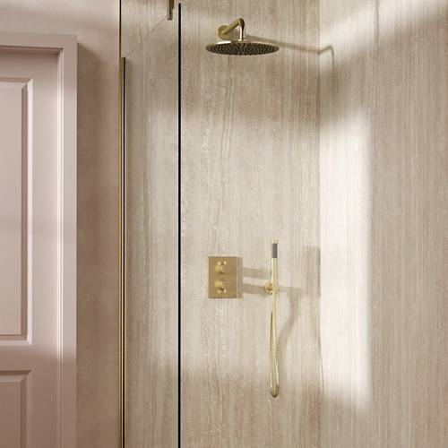 Additional image for Crossbox Shower Set 3 300mm Head & Handset (Brushed Brass).